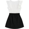 imageSHENHE 2pcs Girls Skirt Outfits Ruffled Ribbed Cap Sleeve T Shirt and Button Down Tie Front Skirt SetWhite and Black