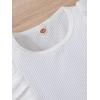 imageSHENHE 2pcs Girls Skirt Outfits Ruffled Ribbed Cap Sleeve T Shirt and Button Down Tie Front Skirt SetWhite and Brown