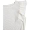 imageSHENHE 2pcs Girls Skirt Outfits Ruffled Ribbed Cap Sleeve T Shirt and Button Down Tie Front Skirt SetWhite and Pink