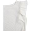 imageSHENHE 2pcs Girls Skirt Outfits Ruffled Ribbed Cap Sleeve T Shirt and Button Down Tie Front Skirt SetWhite and Yellow