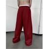 imageSHENHE Mens Baggy Pants Wide Leg Drawstring Waist Loose Sweatpants with PocketsBurgundy