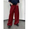 imageSHENHE Mens Baggy Pants Wide Leg Drawstring Waist Loose Sweatpants with PocketsBurgundy