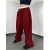imageSHENHE Mens Baggy Pants Wide Leg Drawstring Waist Loose Sweatpants with PocketsBurgundy