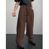 imageSHENHE Mens Baggy Pants Wide Leg Drawstring Waist Loose Sweatpants with PocketsCoffee Brown