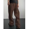 imageSHENHE Mens Baggy Pants Wide Leg Drawstring Waist Loose Sweatpants with PocketsCoffee Brown