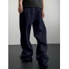 imageSHENHE Mens Baggy Pants Wide Leg Drawstring Waist Loose Sweatpants with PocketsDark Blue