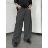 imageSHENHE Mens Baggy Pants Wide Leg Drawstring Waist Loose Sweatpants with PocketsDark Grey