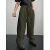 imageSHENHE Mens Baggy Pants Wide Leg Drawstring Waist Loose Sweatpants with PocketsDrawstring Army Green