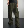 imageSHENHE Mens Baggy Pants Wide Leg Drawstring Waist Loose Sweatpants with PocketsDrawstring Army Green