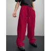 imageSHENHE Mens Baggy Pants Wide Leg Drawstring Waist Loose Sweatpants with PocketsRed