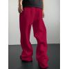 imageSHENHE Mens Baggy Pants Wide Leg Drawstring Waist Loose Sweatpants with PocketsRed