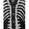 imageSHENHE Mens Skeleton Pattern Cardigan Sweaters Long Sleeve Unisex Outwear Knitted CoatsBlack