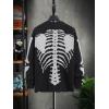 imageSHENHE Mens Skeleton Pattern Cardigan Sweaters Long Sleeve Unisex Outwear Knitted CoatsBlack