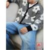 imageSHENHE Mens Skeleton Pattern Cardigan Sweaters Long Sleeve Unisex Outwear Knitted CoatsFlower Black White