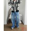 imageSHENHE Mens Skeleton Pattern Cardigan Sweaters Long Sleeve Unisex Outwear Knitted CoatsFlower Black White