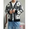 imageSHENHE Mens Skeleton Pattern Cardigan Sweaters Long Sleeve Unisex Outwear Knitted CoatsFlower Black White