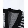 imageSHENHE Mens Skeleton Pattern Cardigan Sweaters Long Sleeve Unisex Outwear Knitted CoatsLight Grey
