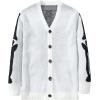 imageSHENHE Mens Skeleton Pattern Cardigan Sweaters Long Sleeve Unisex Outwear Knitted CoatsSolid White