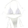 imageSHENHE Womens 2 Piece Halter Swimsuit Textured Tie Side Triangle Bikini Bathing SuitBeige