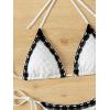 imageSHENHE Womens 2 Piece Halter Swimsuit Textured Tie Side Triangle Bikini Bathing SuitBlack and White