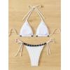 imageSHENHE Womens 2 Piece Halter Swimsuit Textured Tie Side Triangle Bikini Bathing SuitBlack and White
