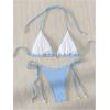 imageSHENHE Womens 2 Piece Halter Swimsuit Textured Tie Side Triangle Bikini Bathing SuitBlue a