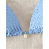 imageSHENHE Womens 2 Piece Halter Swimsuit Textured Tie Side Triangle Bikini Bathing SuitBlue a