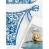 imageSHENHE Womens 2 Piece Halter Swimsuit Textured Tie Side Triangle Bikini Bathing SuitBlue and White