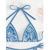 imageSHENHE Womens 2 Piece Halter Swimsuit Textured Tie Side Triangle Bikini Bathing SuitBlue and White