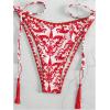 imageSHENHE Womens 2 Piece Halter Swimsuit Textured Tie Side Triangle Bikini Bathing SuitBoho Print Red