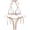 imageSHENHE Womens 2 Piece Halter Swimsuit Textured Tie Side Triangle Bikini Bathing SuitContrast Binding Apricot