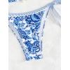imageSHENHE Womens 2 Piece Halter Swimsuit Textured Tie Side Triangle Bikini Bathing SuitFloral Blue White