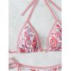imageSHENHE Womens 2 Piece Halter Swimsuit Textured Tie Side Triangle Bikini Bathing SuitFloral White Pink