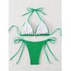 imageSHENHE Womens 2 Piece Halter Swimsuit Textured Tie Side Triangle Bikini Bathing SuitGreen