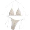 imageSHENHE Womens 2 Piece Halter Swimsuit Textured Tie Side Triangle Bikini Bathing SuitHollow Out Apricot