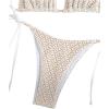 imageSHENHE Womens 2 Piece Halter Swimsuit Textured Tie Side Triangle Bikini Bathing SuitHollow Out Apricot