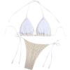 imageSHENHE Womens 2 Piece Halter Swimsuit Textured Tie Side Triangle Bikini Bathing SuitHollow Out Apricot