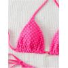 imageSHENHE Womens 2 Piece Halter Swimsuit Textured Tie Side Triangle Bikini Bathing SuitHot Pink