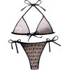 imageSHENHE Womens 2 Piece Halter Swimsuit Textured Tie Side Triangle Bikini Bathing SuitMesh Black