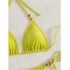 imageSHENHE Womens 2 Piece Halter Swimsuit Textured Tie Side Triangle Bikini Bathing SuitOlive Green