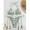 imageSHENHE Womens 2 Piece Halter Swimsuit Textured Tie Side Triangle Bikini Bathing SuitPaisley Army Green