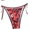 imageSHENHE Womens 2 Piece Halter Swimsuit Textured Tie Side Triangle Bikini Bathing SuitPaisley Black Red