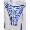 imageSHENHE Womens 2 Piece Halter Swimsuit Textured Tie Side Triangle Bikini Bathing SuitPaisley Blue White