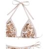 imageSHENHE Womens 2 Piece Halter Swimsuit Textured Tie Side Triangle Bikini Bathing SuitPaisley Brown White