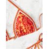 imageSHENHE Womens 2 Piece Halter Swimsuit Textured Tie Side Triangle Bikini Bathing SuitPaisley Burnt Orange