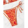 imageSHENHE Womens 2 Piece Halter Swimsuit Textured Tie Side Triangle Bikini Bathing SuitPaisley Burnt Orange