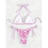 imageSHENHE Womens 2 Piece Halter Swimsuit Textured Tie Side Triangle Bikini Bathing SuitPaisley Pink