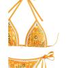 imageSHENHE Womens 2 Piece Halter Swimsuit Textured Tie Side Triangle Bikini Bathing SuitPaisley Yellow Orange