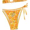 imageSHENHE Womens 2 Piece Halter Swimsuit Textured Tie Side Triangle Bikini Bathing SuitPaisley Yellow Orange