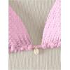 imageSHENHE Womens 2 Piece Halter Swimsuit Textured Tie Side Triangle Bikini Bathing SuitPink